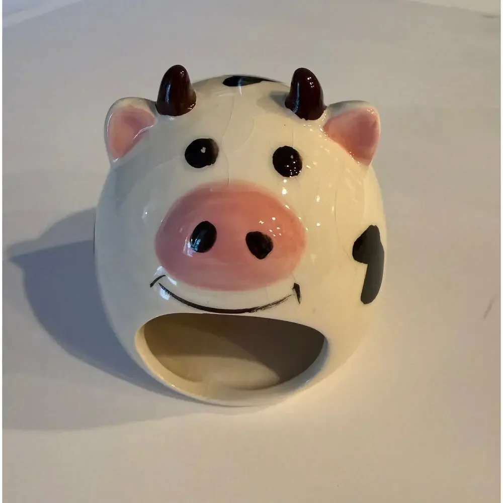 Cute Ceramic Cow Hamster Hideout Small Pet Cooling Cave House 3x3
